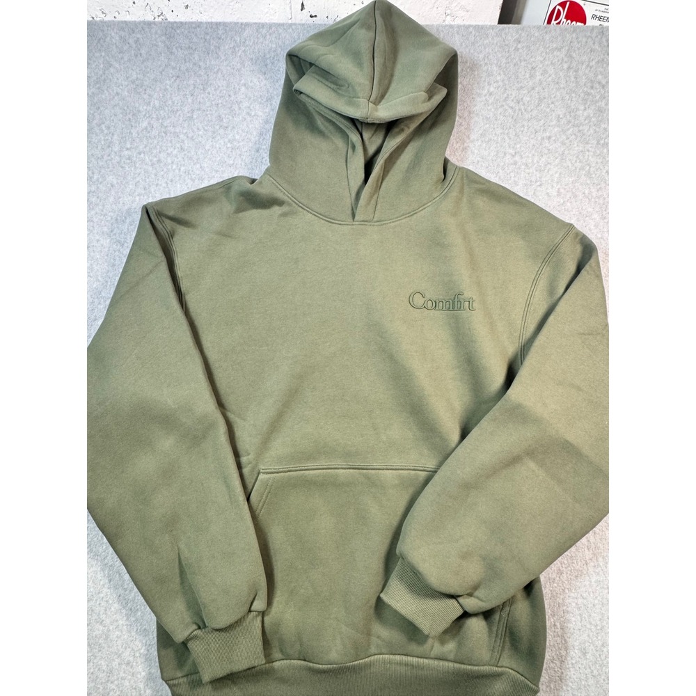 Comfrt Minimalist Hoodie Mens Medium Green Fleece Pullover CT022SC A003/FA0052